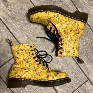 Dr. Martens Floral Yellow Boots